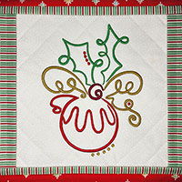 Swirly Christmas Ball Embroidery Design 